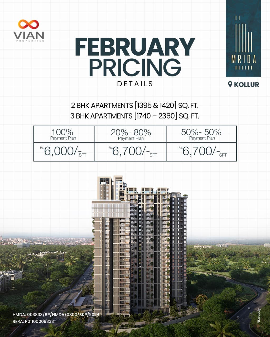 Mrida Vian Kollur – Luxury 3 BHK Apartments